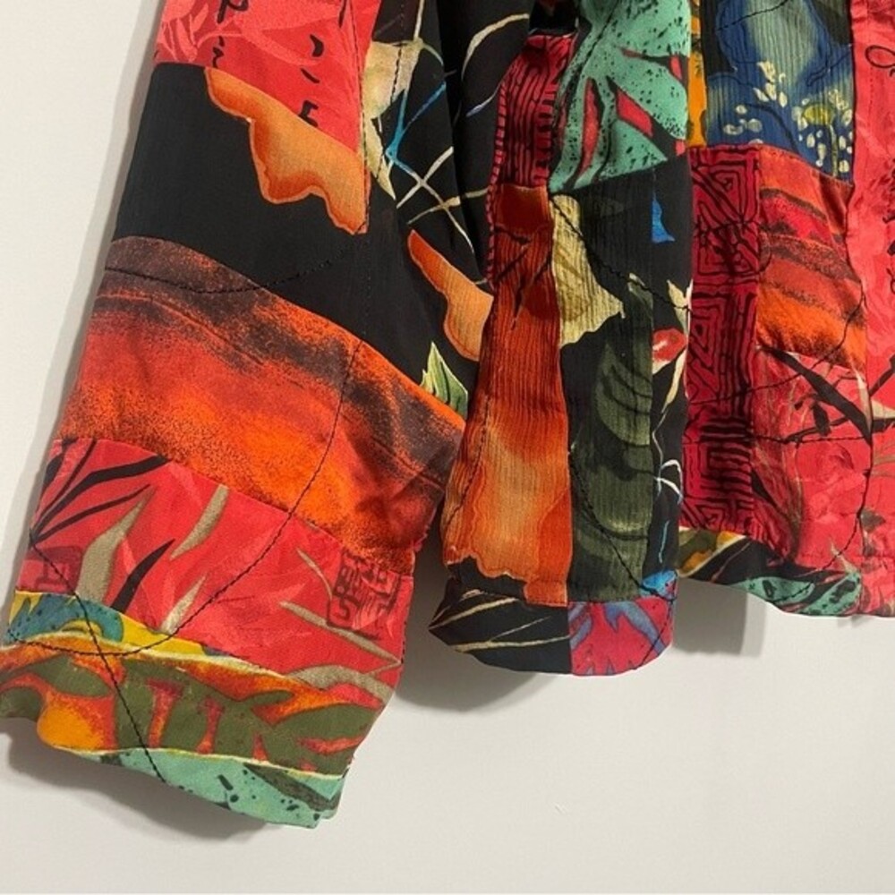 Chico's Silk Boho Patchwork Embroidered Open Fron… - image 5